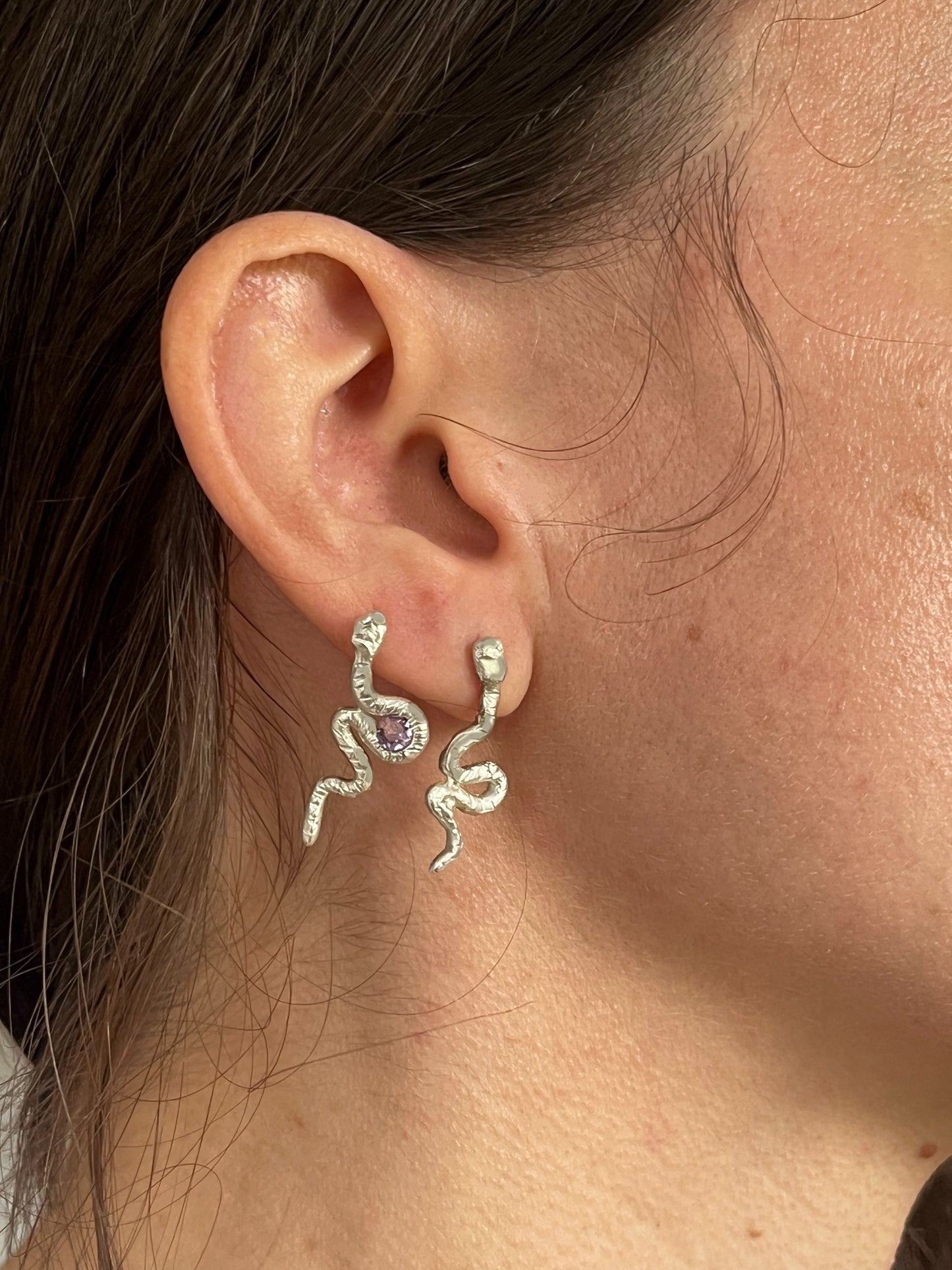 Amethyst Snake Earrings