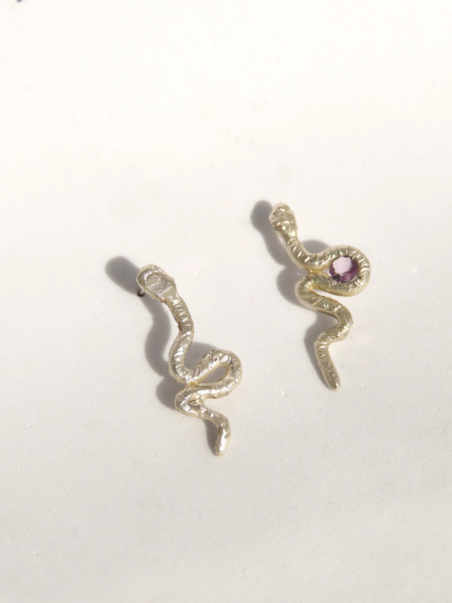 Amethyst Snake Earrings