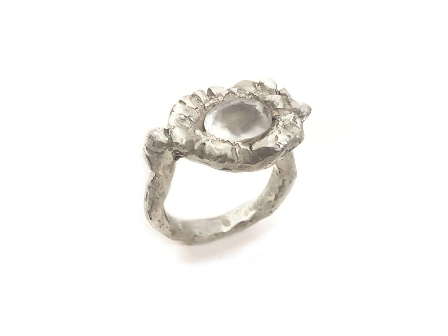 silver ring with moonstone 